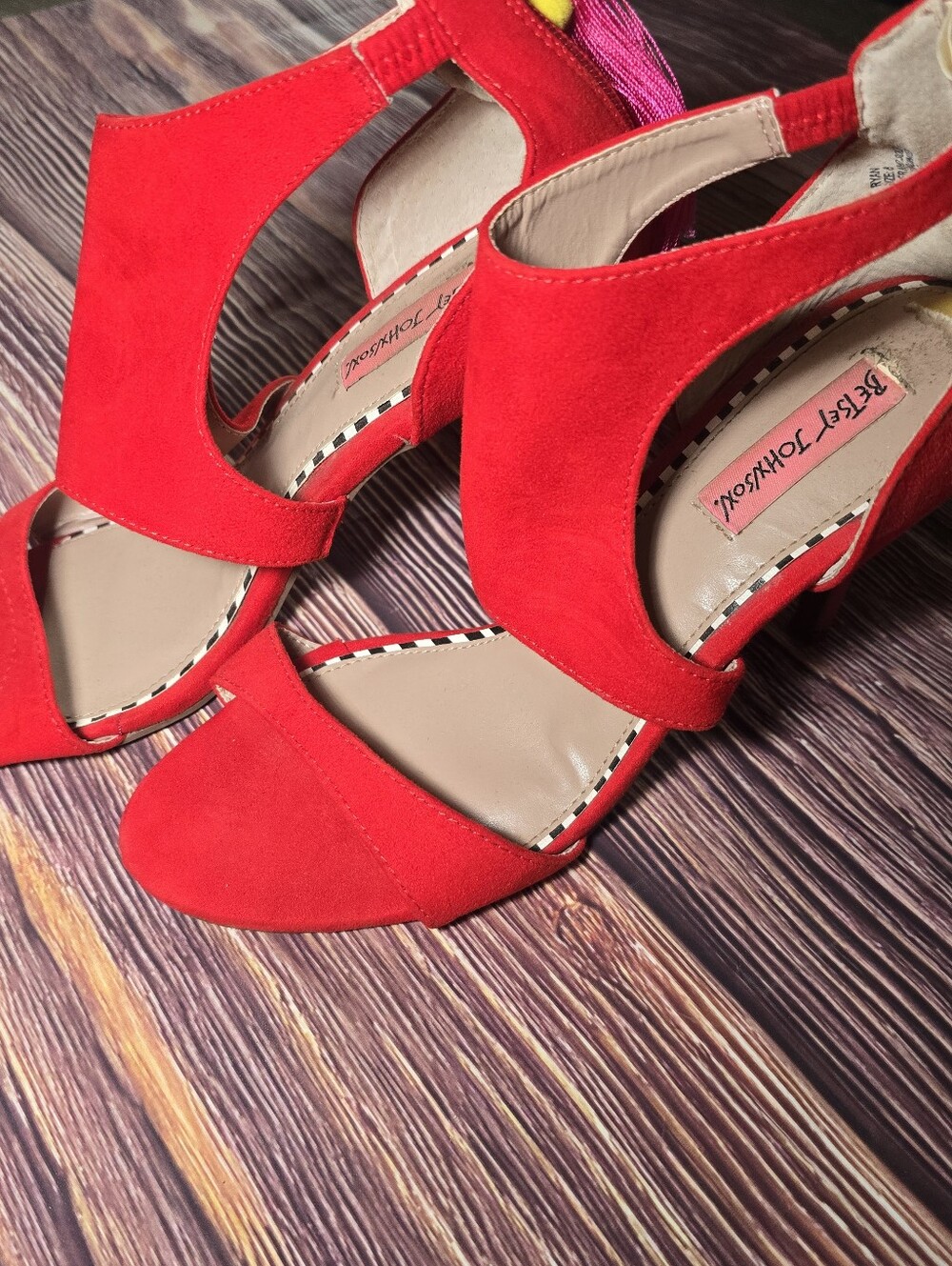 Betsey Johnson Red Embellished Shoes With Tassels